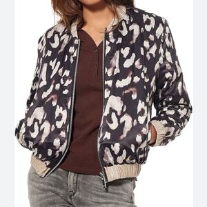 Leopard Floral Reversable Bomber Jacket. NWT Size S Kaporal